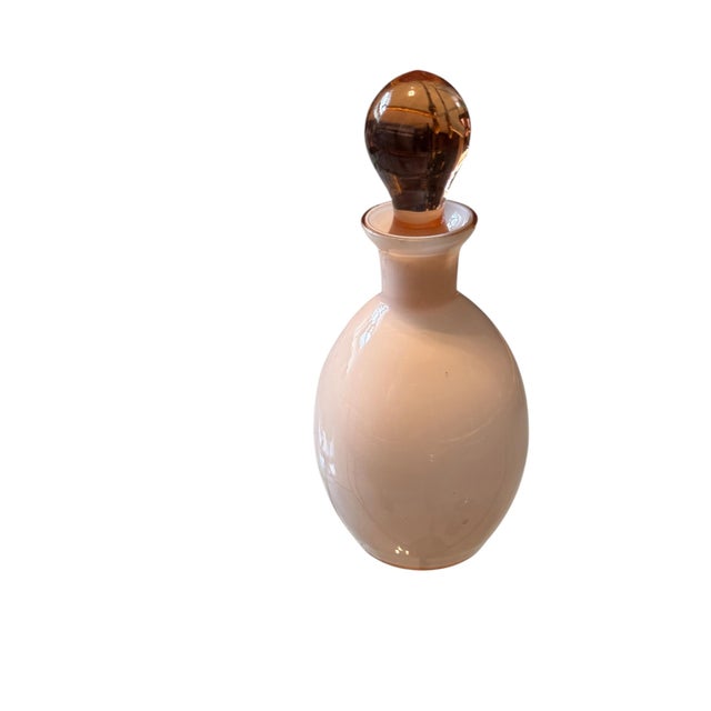 Glass Mid Century Italian Blush Opaline Glass Decanter With Amber Stopper For Sale - Image 7 of 8