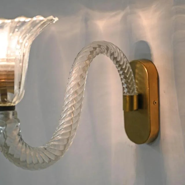 1950s Murano Glass and Brass Flower Sconces from Barovier - Set of 2 For Sale - Image 17 of 18