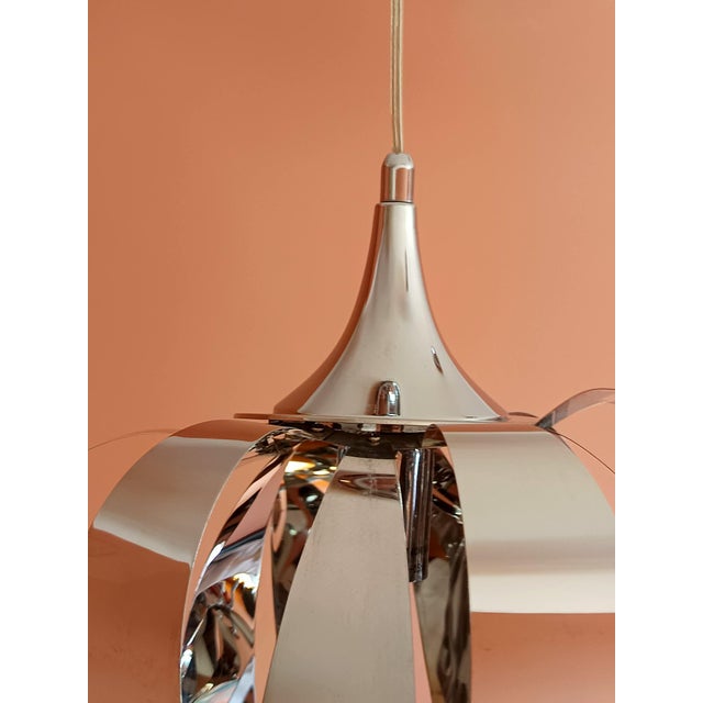 Metal Space Age Chrome-Plated Metal Pendant Lights, 1970s, Set of 2 For Sale - Image 7 of 11