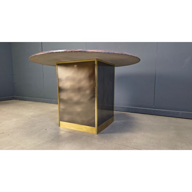 Vintage Round Granite and Brass Center Table from Belgo Chrom, 1970s, in Very Good conditions. Designed 1970 to 1979 I...