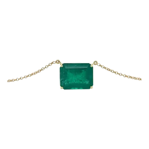 8.67 Carat VIVID Green Colombian Emerald Solitaire Pendant Necklace in 18K Gold