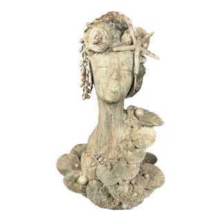 Contemporary Female Bust of Undersea Queen Encrusted in Seashells For Sale