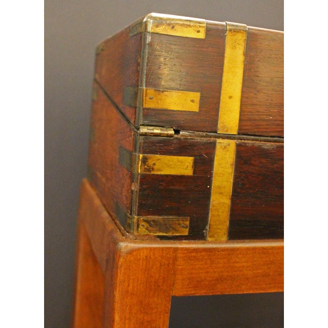 Circa 1840 English Lap Desk Writing Box on Custom Side Table Stand For Sale In Raleigh - Image 6 of 12