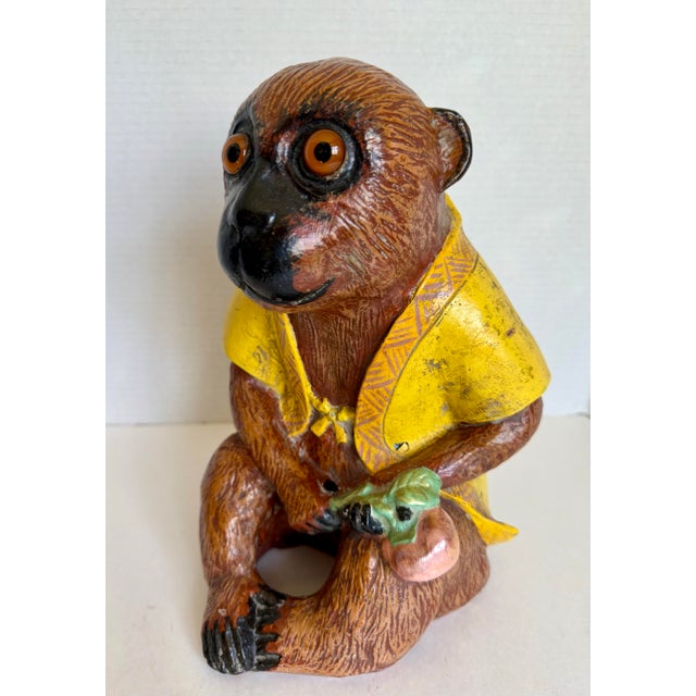 Vintage South American Folk Art Style Monkey Figure With Glass Eyes For Sale - Image 11 of 12