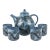 Signed Butterfield Studio Pottery Teapot 4 Cups Blue Green Sgraffito Set For Sale