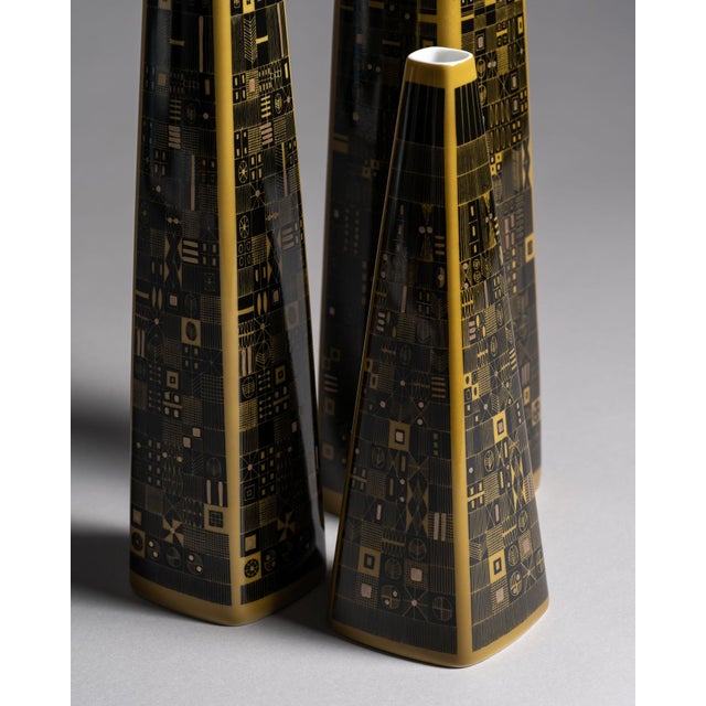 Yellow Model 1703 Porcelain Vase Set by Hans Theo Baumann for Rosenthal, 1964, Set of 3 For Sale - Image 6 of 18
