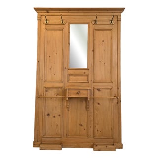 Antique Gründerzeit Rustic Wardrobe wirh Clothes Rack in Softwood For Sale