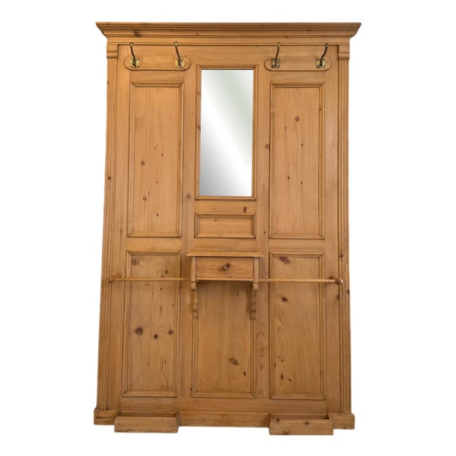 Antique Gründerzeit Rustic Wardrobe wirh Clothes Rack in Softwood For Sale