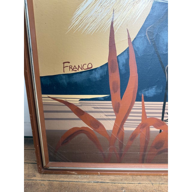 Brown 1970 Large Mid Century Modern Egret Wall Art - 1 Pair For Sale - Image 8 of 9