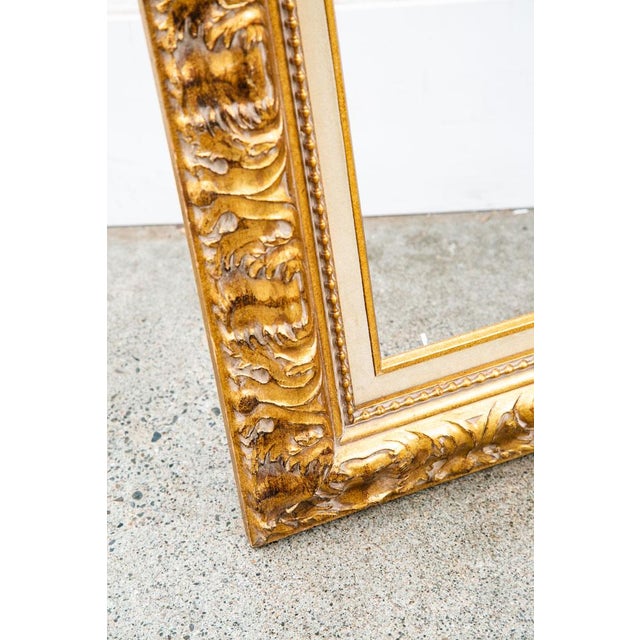 Wood Antique Frame Picture Wall Framed Felt Gold Gilt Brass Art Floral 27.5x31.75 For Sale - Image 7 of 12