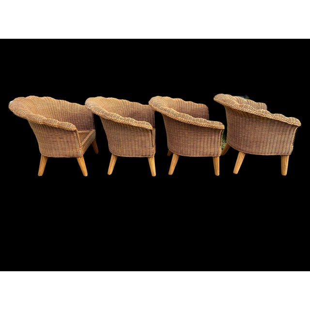Vintage Wicker Scalloped Shell Club Chairs - a Set For Sale - Image 9 of 11