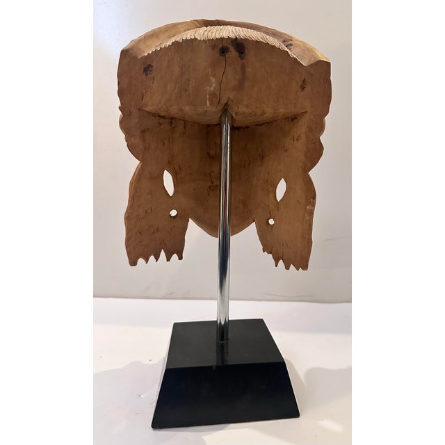 Carved Wood Figural Head With Headdress on Stand For Sale - Image 10 of 10