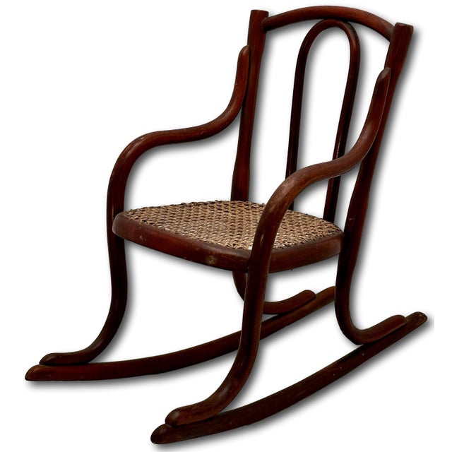 Unusual Antique Very Small Doll Size Bentwood Rocking Chair Possibly a Salesman Sample - Measures 15 Inches Tall For Sale - Image 4 of 18
