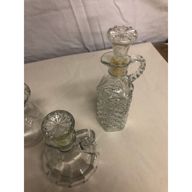 1970s Crystal Clear Glass Cruets With Stoppers Set of 3 Chairish