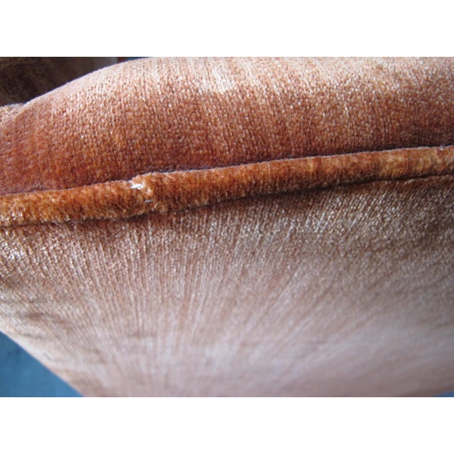 Textile Mid 20th Century Clayton Marcus Orange Velvet Wing Back Queen Anne Chairs- Set of 2 For Sale - Image 7 of 8