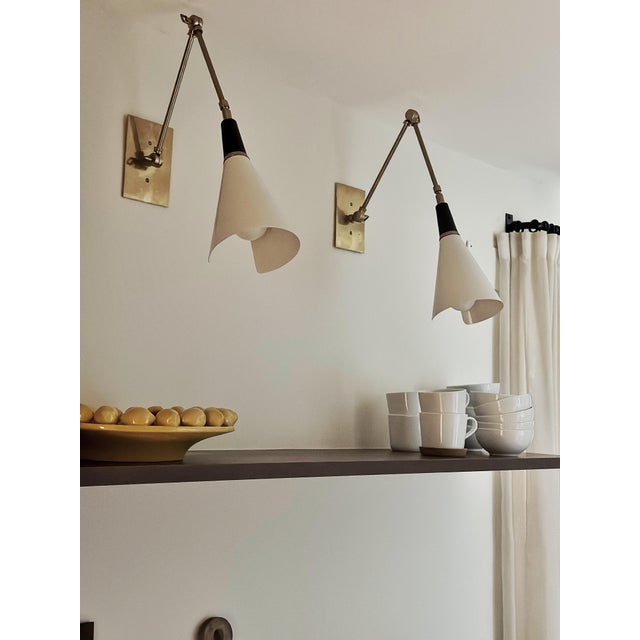 White Wall Lamps in the style of Stilnovo, Set of 2 For Sale - Image 3 of 11