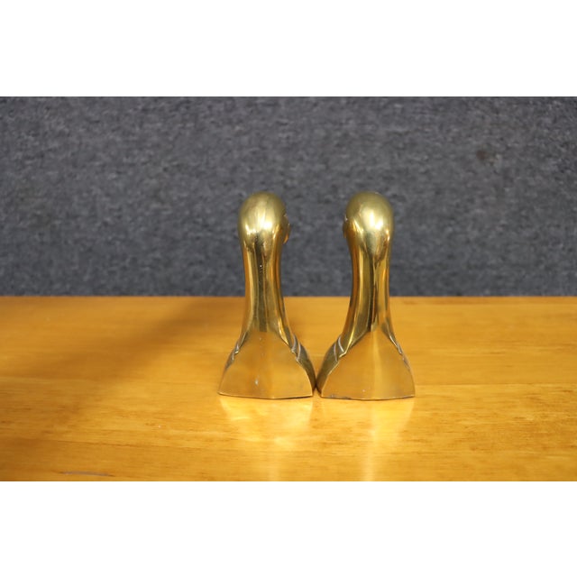 Metal Solid Brass Mid-Century Duck Bookends For Sale - Image 7 of 8