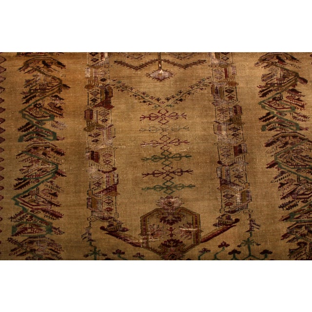 Hand-Knotted Antique Ghiordes Rug Beige Brown Geometric Pattern For Sale - Image 4 of 6