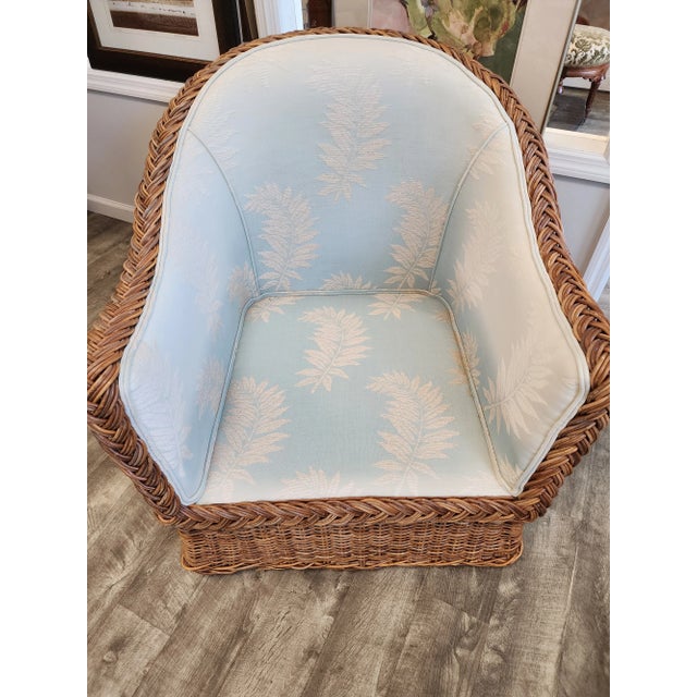 Late 20th Century Michael Taylor Style Wicker Rattan Armchair For Sale - Image 14 of 17