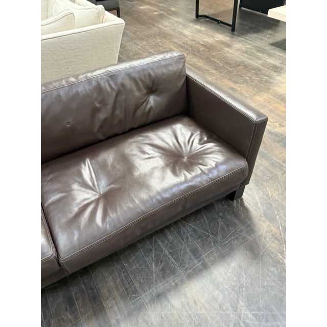 Early 21st Century Contemporary Leather Sectional + Left Chaise, Dark Brown For Sale - Image 5 of 12