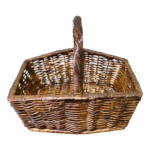 Antique French Wicker Flower and Fruit Basket, 1900 For Sale