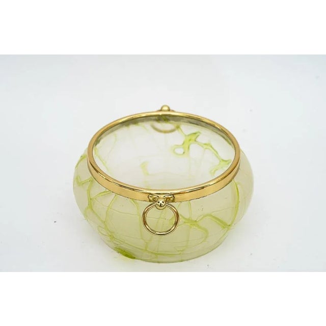 Art Deco palme koenig glass fruit bowl vienna around 1920s Brass polished lacquered.