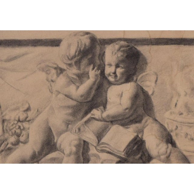 Antique Academic Neoclassical Graphite Drawing of a Cherub Frieze For Sale In New York - Image 6 of 10