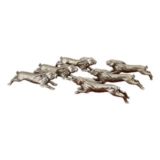 Vintage Silver-Plated Metal Rabbit Knife Rests, 1970s, Set of 6 For Sale