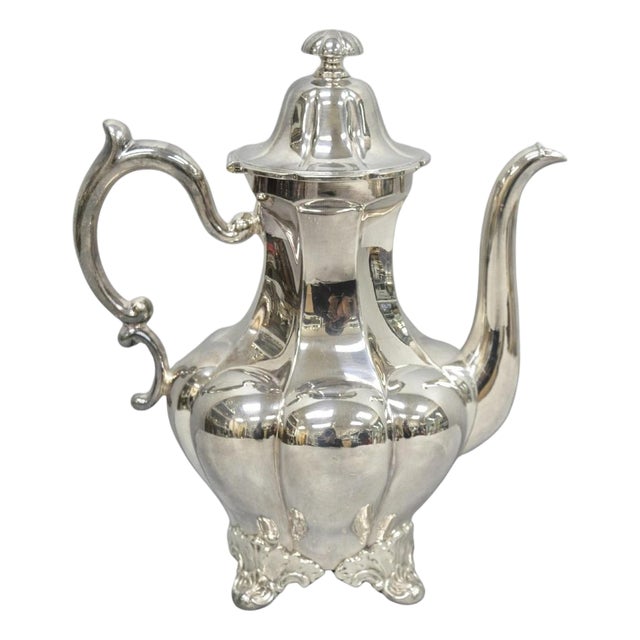 Vintage Victorian Silver Plated Bulbous Footed Tea Pot Tea Kettle For Sale