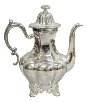 Vintage Victorian Silver Plated Bulbous Footed Tea Pot Tea Kettle
