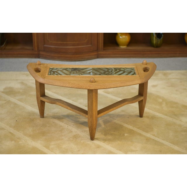 Oak and Ceramic Coffee Table by Guillerme et Chambron for Votre Maison, 1950s For Sale - Image 6 of 11