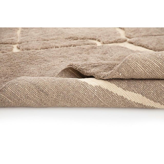 Abstract Fractured Line Hand-Knotted Moroccan Wool Rug | 9'4" X 7'1" | One of a Kind For Sale - Image 4 of 8