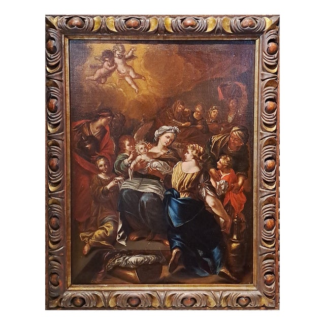 Nativity of the Virgin, 1800s, Oil on Canvas For Sale