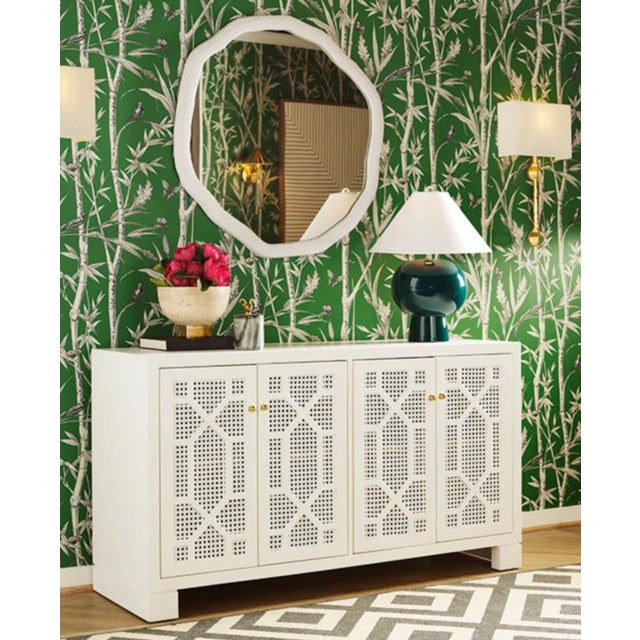 2020s Matthew Izzo Home Cadence White Metal Round Wall Mirror For Sale - Image 5 of 5