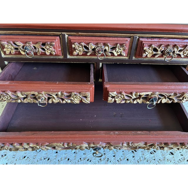 Wood Antique Chinese Gilded Jewelry Box For Sale - Image 7 of 17