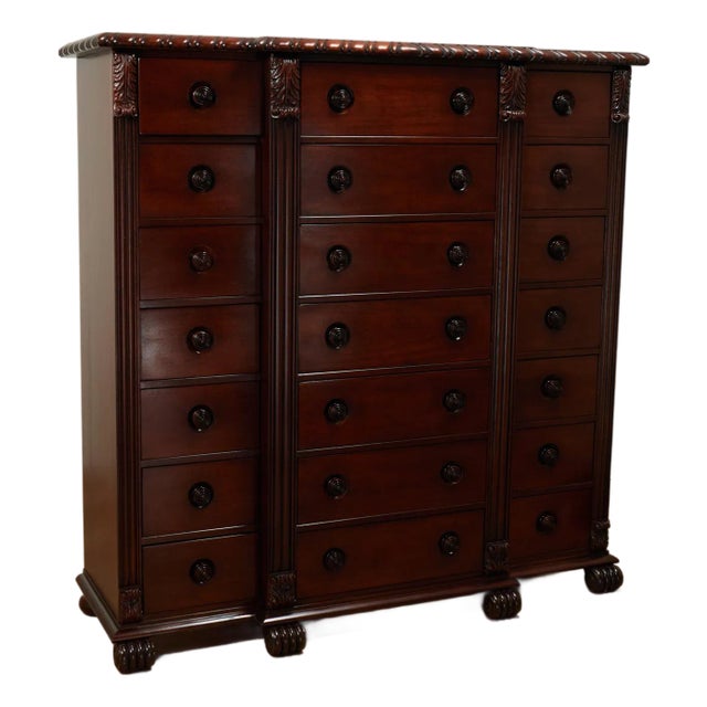Vintage British Colonial Style Tall Chest of Drawers For Sale