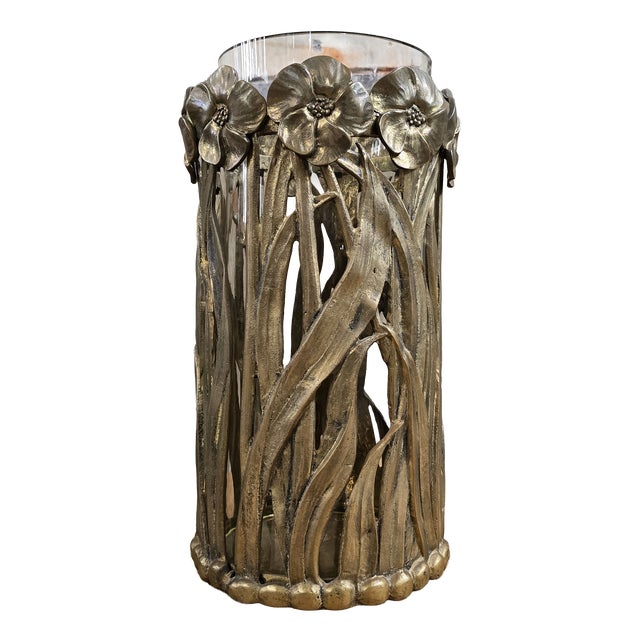 Bronze Floral Umbrella Stand, 1970s For Sale