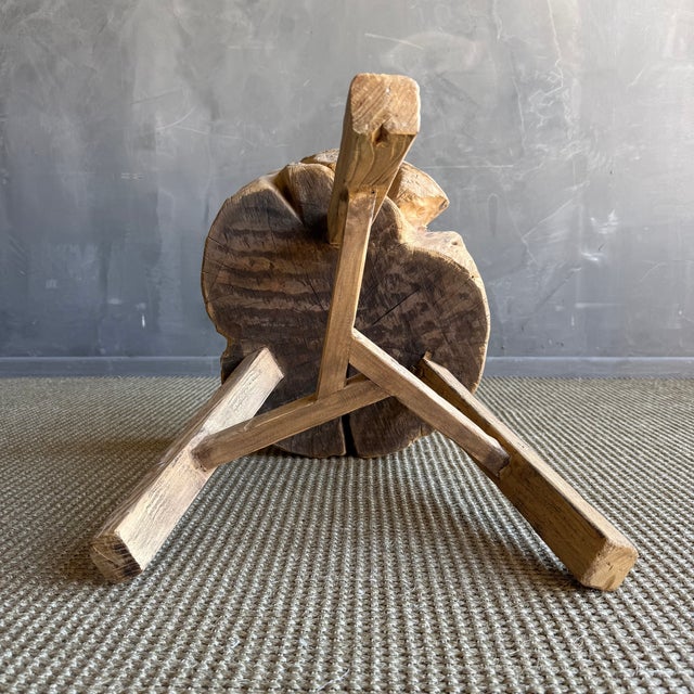 Vintage Elm Wood Chop Block Table #K21 For Sale In Los Angeles - Image 6 of 8