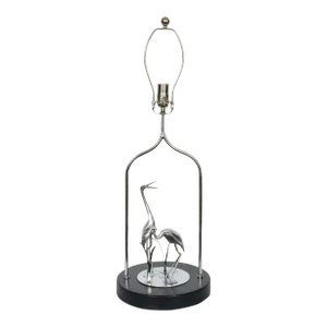 Curtis Jere Style "Herons" Chrome & Cast Aluminum Table Lamp, circa 1980