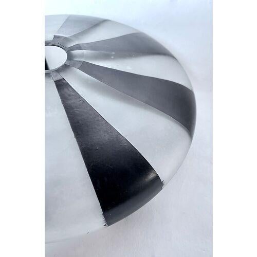 Late 20th Century Vintage Striped Frosted Glass Disk Vase For Sale - Image 5 of 5