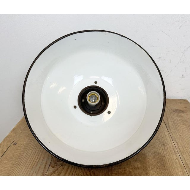 Industrial Black Enamel Factory Pendant Lamp, 1950s For Sale - Image 14 of 18