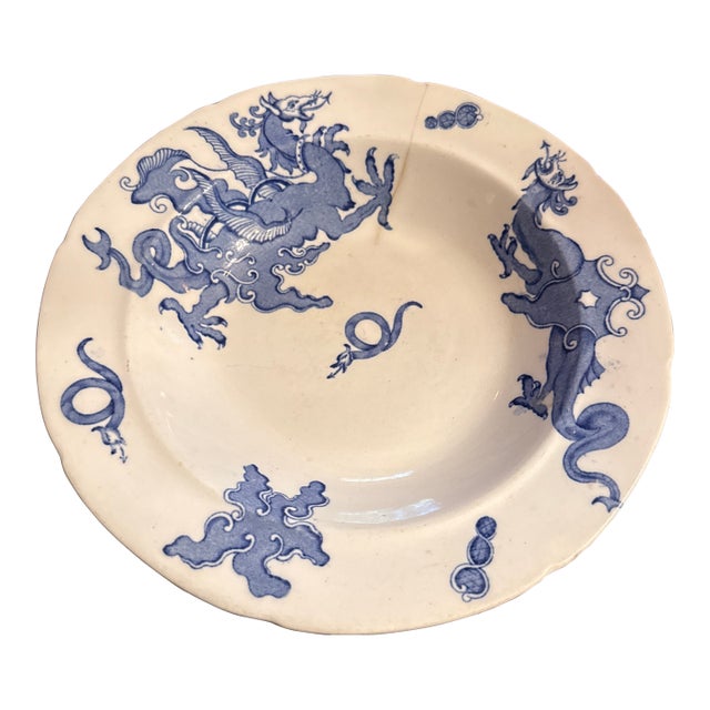 Early Masons Ironstone Soup Plate With Dragon For Sale