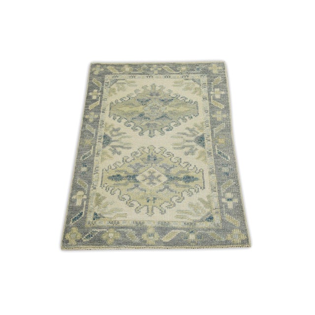 Oriental Hand Knotted Rug Turkish Oushak 2'1" x 2'11" For Sale - Image 4 of 5