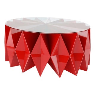 Colletto Round Coffee Table in Powder-Coated Aluminum & Glass Top by Altreforme For Sale