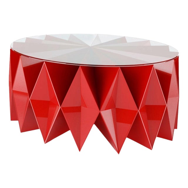 Colletto Round Coffee Table in Powder-Coated Aluminum & Glass Top by Altreforme For Sale