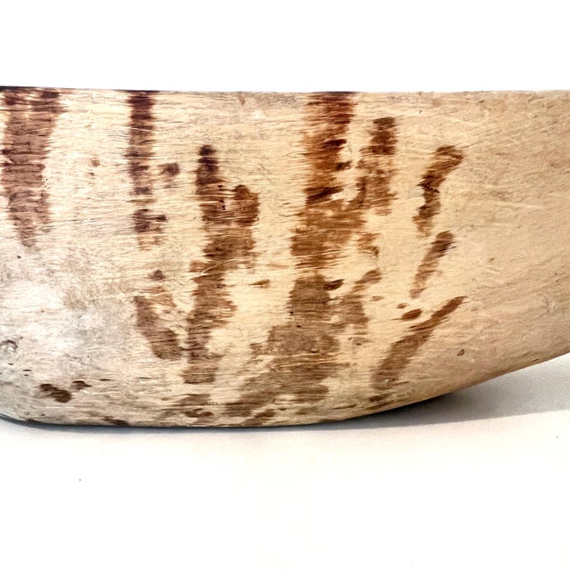 Antique Hand Carved Dugout Wood Trough Bowl For Sale - Image 10 of 18