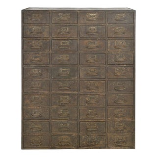 Industrial Style Storage Unit in Patinated Metal with 40 Drawers For Sale