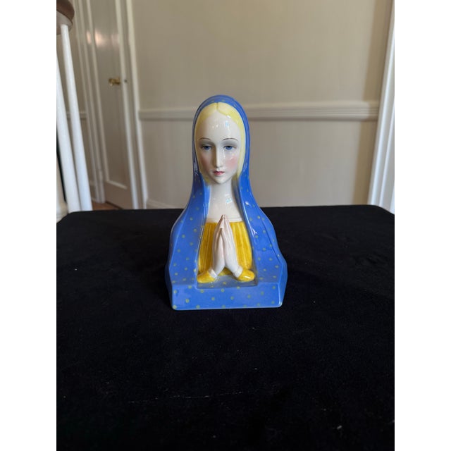 Italian Vintage Ceramic Bust of the Madonna by Lenci of Turin, Italy For Sale - Image 3 of 6