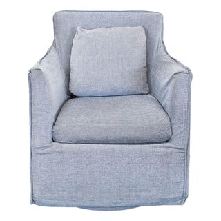 Restoration Hardware Gray Swivel Lounge Chair For Sale