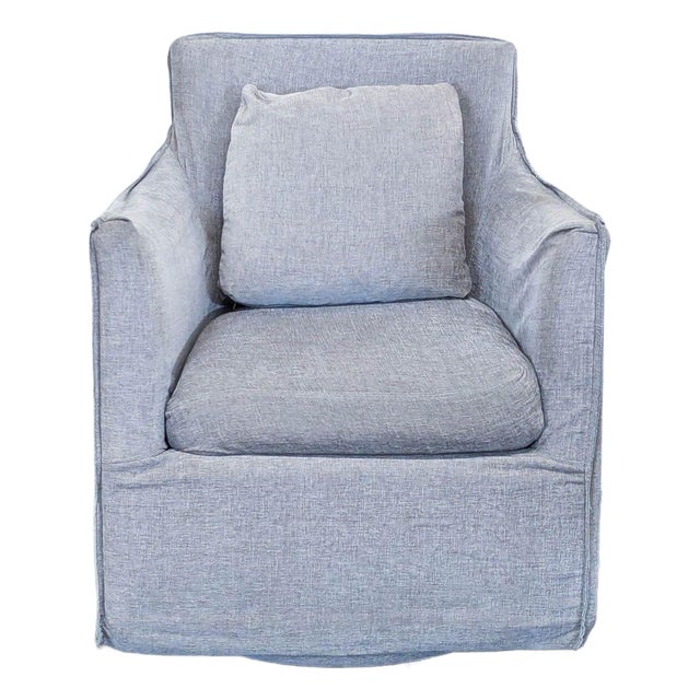 Restoration Hardware Gray Swivel Lounge Chair For Sale